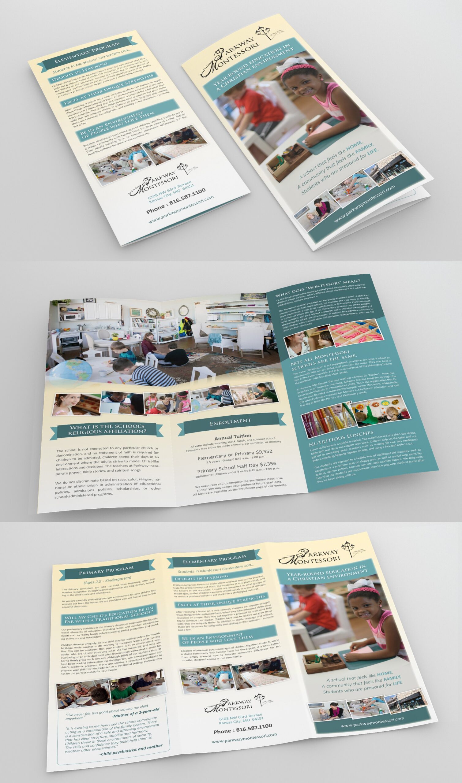 Brochure design for Parkway Montessori 1