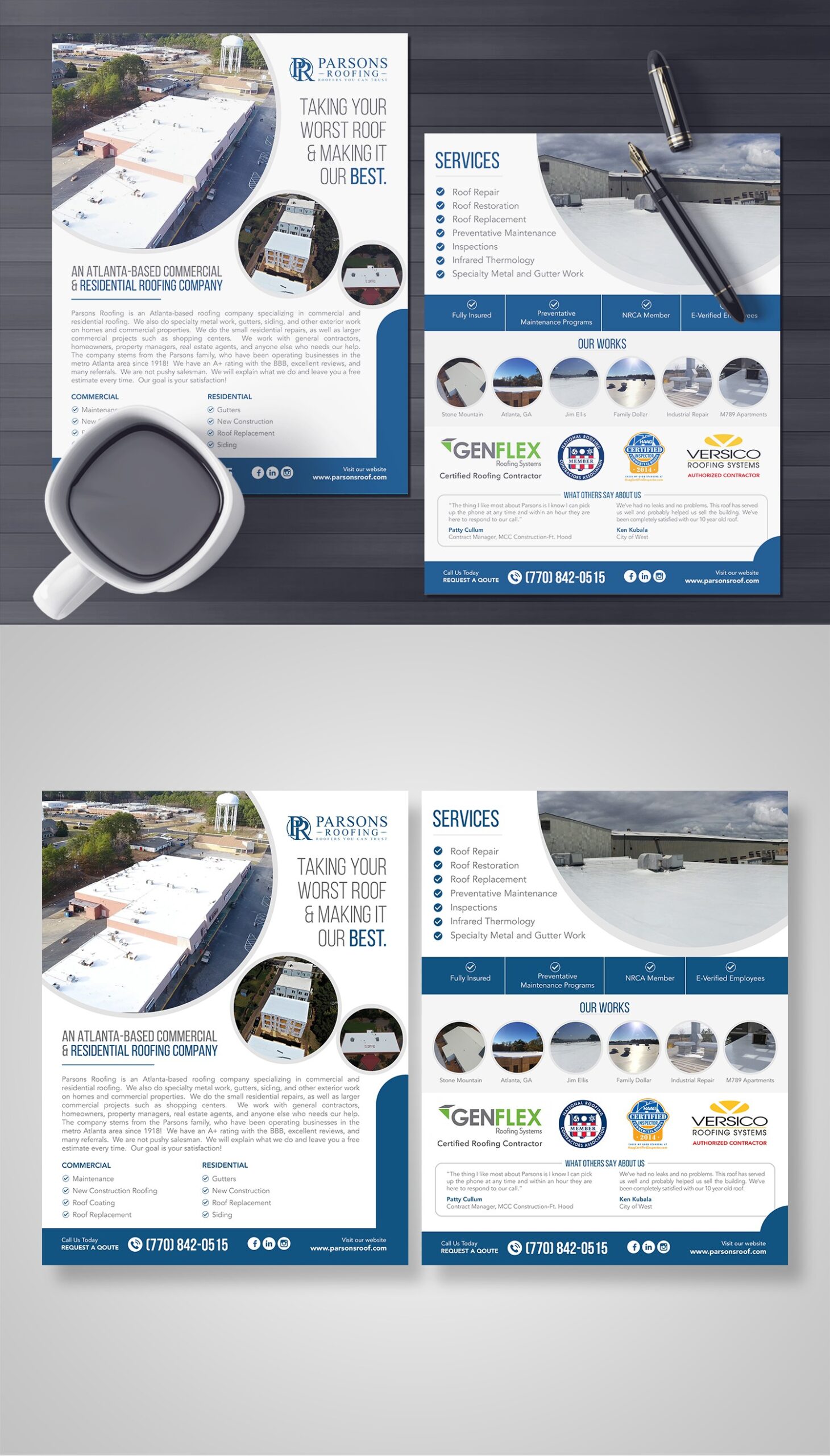 Flyer Design for Parsons Roofing1